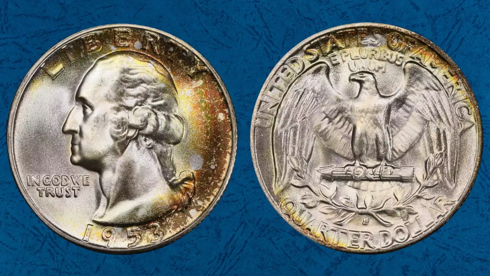 Side-by-side comparison of normal 1953-D mint mark versus 1953-D/S Overmintmark variety showing remnant S beneath D